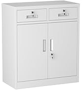 スチール書庫 鍵付き書庫 鍵付きキャビネット 2段引き出し付き A4サイズ収納 Amazon.co.jp: LOCENHU スチール書庫 鍵付きキャビネット 2段