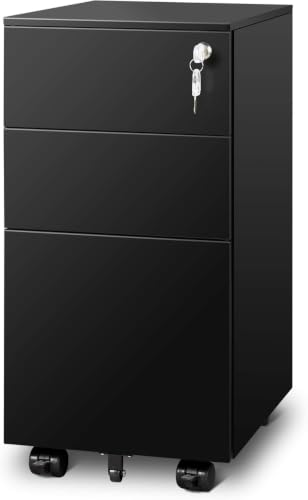 Image of DEVAISE 3 Drawer Mobile File Cabinet, Fully Assembled Metal Filing Cabinet