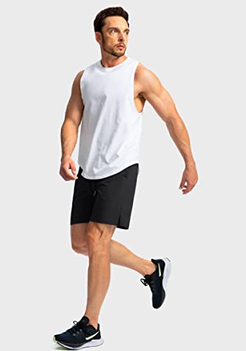 Men's Running Shorts With Zipper Pockets 7 Inch Lightweight Quick Dry Gym Athletic Workout Shorts For Men (Black, S) #TOP5