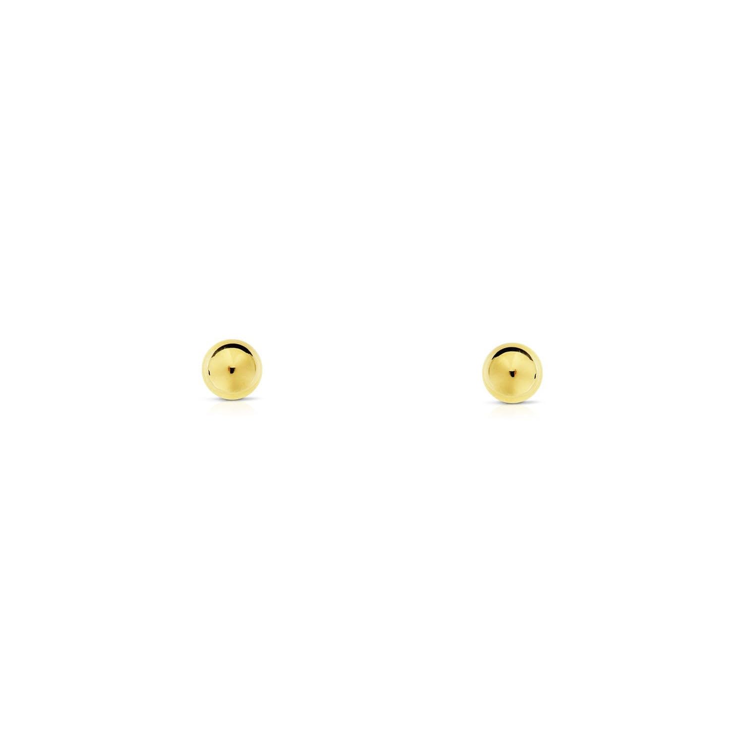 Mondepetit T1678P - Pendientes de bebe/niña oro 18 Kilates (18K) de bola lisa 3.5 mm - Estuche Regalo - Certificado de Garantía