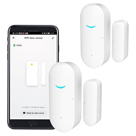 2 Pack WiFi Door Window Sensor Detector: Wireless Security Alarm Door Sensor, Tuya Door Open Contact Sensor, Compatible with Alexa,Google Home,Siri, Smart Door Sensors for Home Business Security Cover