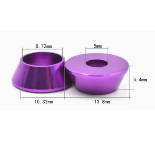 Image of 50pcs M5 Cone Cup Washers Anodized Aluminum Alloy Screw Gasket Countersunk Washers (Purple)