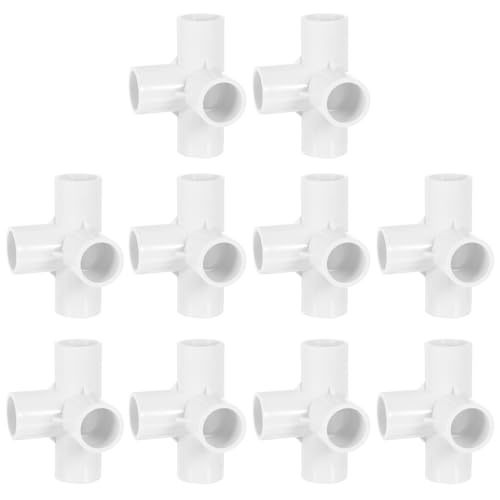SHINEOFI Conector de Esquina para Agua PVC 90 Grados 20Mm 10 Piezas Adaptador de Cuatro Vías Resistente para Tuberías Domésticas E Industriales