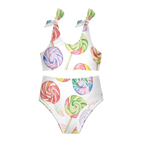 KLL Colorful Sweet Lollipop Candy Girl Two Piece Bikini Set Quick-Dry Swimsuit Swimwear Adjustable Strap3