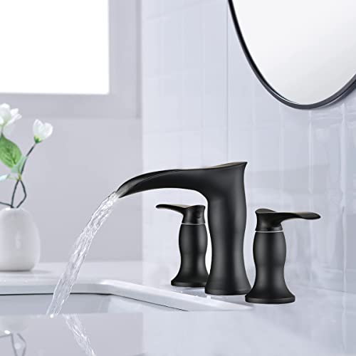 Robinet de lavabo de salle de bain cascade noir mat 8 pouces mitigeur de vasque