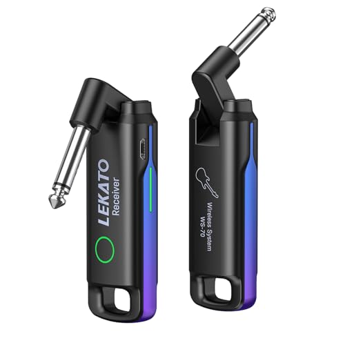 LEKATO Sistema de Guitarra Inalámbrico UHF con 70 Canales, Transmisor y Receptor Recargable para Instrumentos Eléctricos - Azul, Rosa y Verde miniatura 2