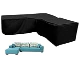 ★【L-förmigen schutzhülle sofa mit perfekter Passform】 schutz für gartenmöbel L-förmiges mit verstellbaren Spannschnüren an der Unterseite, die starke Schnur für sicheren Halt geliefert, sorgen Sie sich nicht, dass sie an windigen Tagen wegbläst