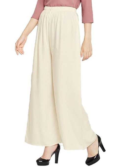 Women Comfort Fit Solid Viscose Rayon Palazzo | Stylish Ethnic Wear Trousers-picture-10