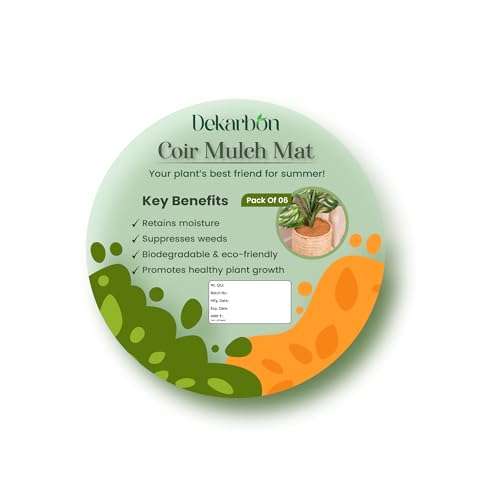 Image of Coir Mulch Mats (6 Pcs) - 8 Inches Round Coconut Fiber Discs for Potted Plants, Mulching, Weed Control, Moisture Retention & Baby-Proofing Indoor Planters (8 Inches, Pack of 6)