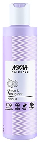 Nykaa Naturals Onion & Fenugreek Hair Growth Hair Oil - Deeply hydrates, nourishes & strengthens hair follicles - Paraben & SLS/SLES Free with 100% Natural Actives