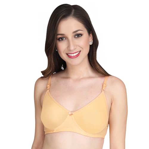 Image of Padded Everyday Bra for Women - Made of Pure Cotton Full Coverage Non Wired Seamless Pushup Soft Cup for T-Shirt Saree Dress Sports Garment for Daily Use Everyday