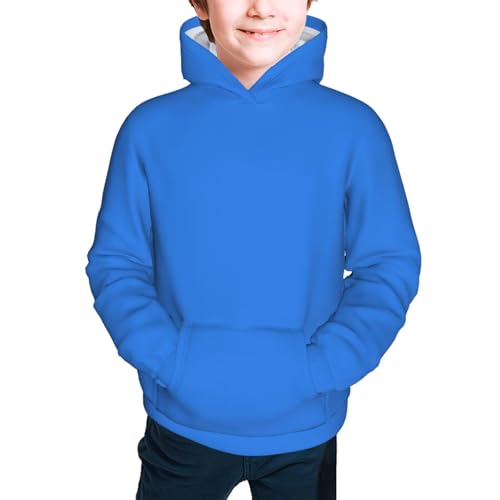 Dodgerblue Kid Hoodies Boys Sweatshirts Girls Pullover with Pocket3