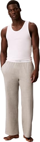 Calvin Klein Herren-Tank-Tops, Rundhalsausschnitt, 3er-Pack, Schwarz mit weißer Prägung, Weiß und Schwarz E, M – Ansicht 5