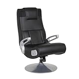 X Rocker SE 2.1 Black Leather Video Gaming Chair for Adult, Teen, and Kid Gamers with Pedestal Base, Armrest, and Headrest - High Tech Audio and Wireless Capacity - Ergonomic Back Support