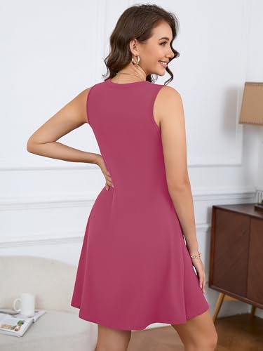 Image of KORSIS Tank Dress for Women Elegant T-Shirt Summer Soft Dresses Sleeveless Swing A Line Vacation Beach Sundress with Pockets