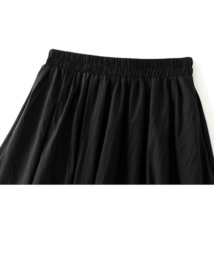 Femiserah Women's Elastic Waist A Line Midi Pompom Skirt Casual Lantern Skirt2
