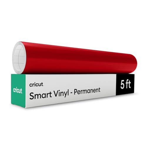 Cricut Smart Permanent Adhesive Vinyl | 30.5 cm × 1.52 m | Red | Self-Adhesive Vinyl Sheet | Ideal for Customising Mugs, Bottles, Labels, Signs & DIY Crafts