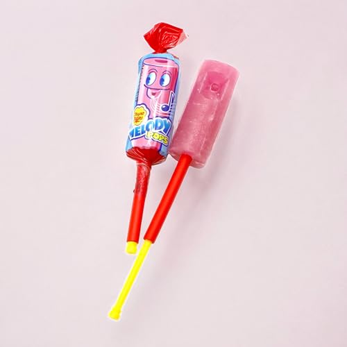 Chupa Chups Strawberry Melody Pops - Fun Strawberry Flavoured Lollipops with Musical Whistle - 2 Pack (8 Lollies)