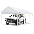 COBIZI Carport Canopy 12x20 Heavy Duty Car Tent Garage, Galvanized Frame Car Canopy Outdoor Shelter Waterproof & UV Protected with Built-in Sandbags for Car Boat Truck, White