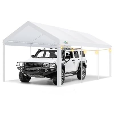 COBIZI Carport Canopy 12x20 Heavy Duty Car Tent Garage, Galvanized Frame Car Canopy Outdoor Shelter Waterproof & UV Protected with Built-in Sandbags for Car Boat Truck, White
