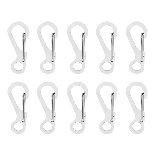 10 mosquetones pequeños de acero inoxidable con resorte para camping, viajes, senderismo, llaveros duraderos