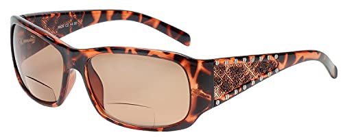 Calabria 829 Womens POLARIZED Bi-Focal Reading Sunglasses in Tortoise Brown+2.50