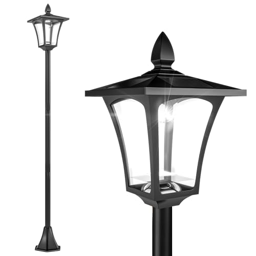 HOMCOM Luminaire extérieur lampadaire sur pied solaire lampadaire lanterne classique LED 40 Lm dim. 18L x 18l x 160H cm noir