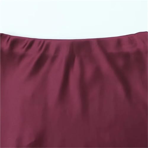 Satin Skirt Spring Women's Fashion Casual Mid Waist A-line Skirt Solid Color Retro Midi Half Body Skirt4