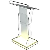 CLASSIC CONCEPTS Acrylic Podium Stand for Churches,Conference,Speeches,Weddings,Classroom,Professional Presentation Podiums CCP063 (Yellow LED)