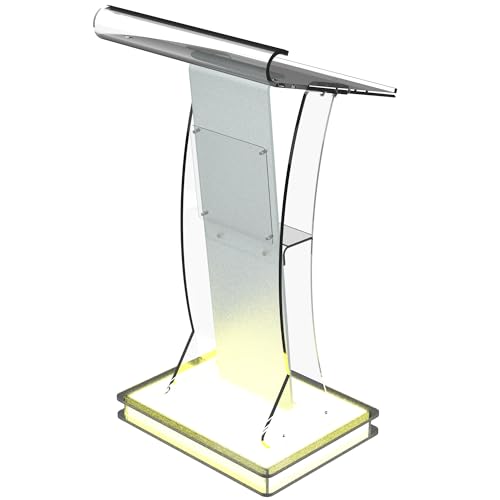 CLASSIC CONCEPTS Acrylic Podium Stand for Churches,Conference,Speeches,Weddings,Classroom,Professional Presentation Podiums CCP063 (Yellow LED)
