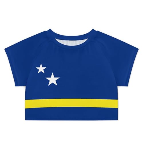 Hawaii Flag Summer Crop Tops for Women Basic Tight Short Sleeve for Teen Girls3