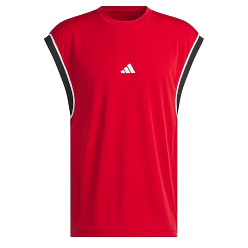 Adidas Homme Adidas Basketball All World Sleeveless Tank, Team Power Red 2 / Black, M
