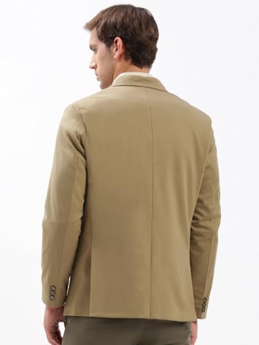 Image of SHOWOFFFF Men Solid Single Breasted Casual Blazer | Notched Lapel Full Sleeves Cotton Blazer for Mens | Slim Fit Regular Length Blazer for Men's