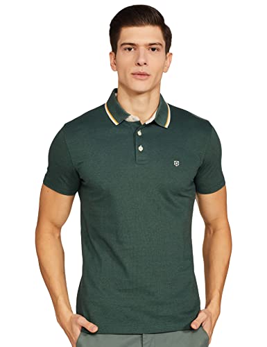 Image of Jack & Jones Men's Cotton Regular Fit Solid Polo Collar T-Shirt