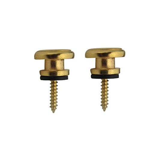 FLEOR - 2 piezas de correa de metal para guitarra, cabeza de setas, botón, cierre, pasadores con tornillos de montaje para piezas de bajo de guitarra eléctrica acústica, dorado
