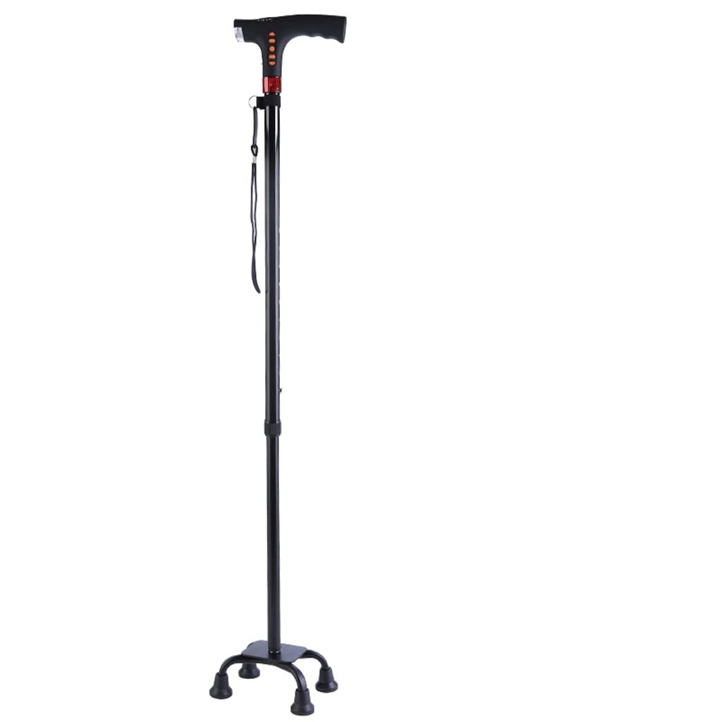 Intelligente Elettronico Anziano A Quattro Zampe Bastone Da Passeggio In Lega Di Alluminio T Manico Dritto Con Bastone Da Passeggio Telescopico Leggero
