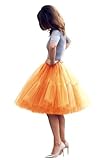 Women Sexy Tutu Skirt Knee Length Tulle Skirt Vintage Crinoline Underskirt for Prom Party Orange