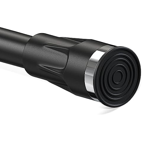Tension Shower Curtain Rod for Bathroom No Drilling, 42 to 72 Inch Adjustable Round Heavy Duty Spring Loaded Matte Black Shower Rods Bar for Closet Rod Windows Cover