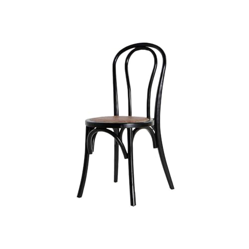 EME Silla Thonet En Color Negro Fabricada con Fibras 100% Naturales Color Negro. Incluye 1 Unidad. Silla de Ratán Apilable Ideal para Usar en Comedor, Eventos y Hostelería
