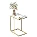 Susire Beistelltisch Marmor Nachttisch Gold: Betttisch Weiß - Modern Sofatisch Kaffeetisch mit Rollen für Wohnzimmer Schlafzimmer 45×30×54cm