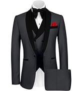 Wangyue Mens Tuxedo Suit for Men 3 Piece Suit Men Slim Fit Suits One Button Shawl Lapel Wedding S...