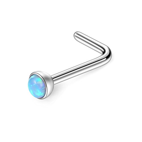 Ruifan 18G 316L Surgical Steel 2.5Mm Mix Color Jeweled Opal & Clear Cz Nose L-Shaped Rings Studs Ring Body Piercing Jewelry 8Pcs #TOP2