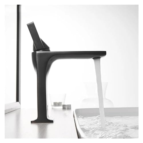 Grifo mezclador de lavabo elegante con agua fría y caliente en latón cromado