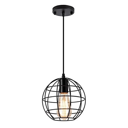 Lustre suspendu vintage haut de gamme en fer forgé noir et hauteur réglable