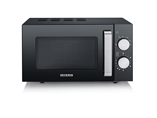 SEVERIN Magnetron met keramische bodem, magnetron voor ontdooien en verwarmen, magnetron met groot bruikbaar oppervlak voor hoekig servies, zwart/roestvrij staal, MW 7761 - Image 4