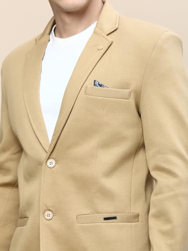 Image of SHOWOFFFF Men Solid Single Breasted Party Blazer | Notched Lapel Full Sleeves Cotton Blazer's for Mens | Slim Fit Regular Length Blazers for Men's