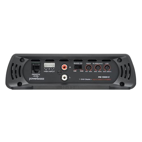 Image of PowerBass PB-1000D Mono Car Amplifier - 1000 Watts x 1 @ 1 Ohm, Class D, Compact Design, Bass Remote Included