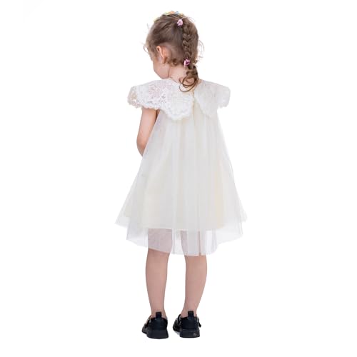 Baby Girl Dress with Vintage Lace Collar, Tulle Skirt - Ideal for First Birthday, Flower Girl or Wedding Guest Dress2