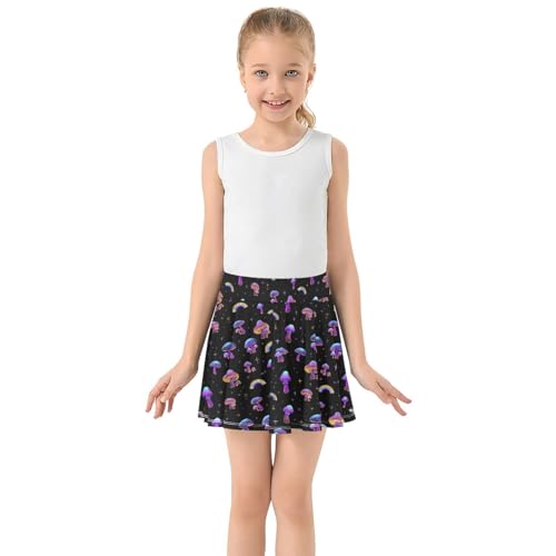 Girls Athletic Skirt 3-12 Years High Waist Tennis Skirts Mushroom Rainbow for Kids Golf Running Dance Skort3