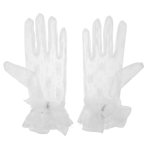 Guantes de encaje cortos para comuniones y fiestas de té de tarde con vestidos de época modernos